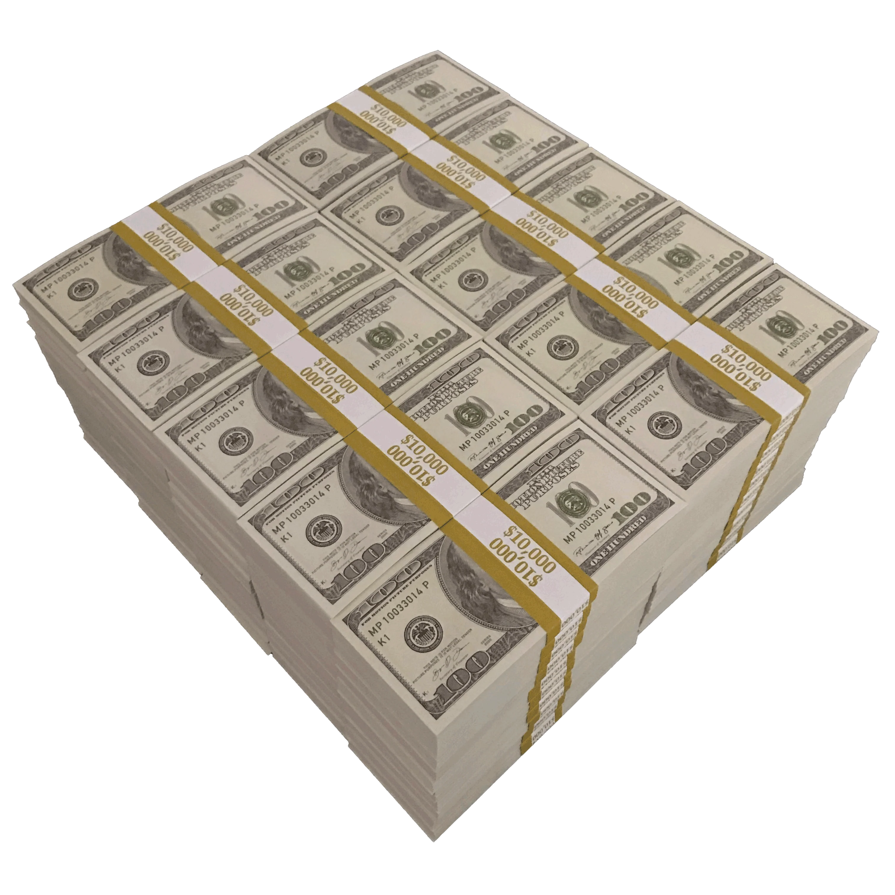 $1,000,000 Full Print 2000 Series Stacks