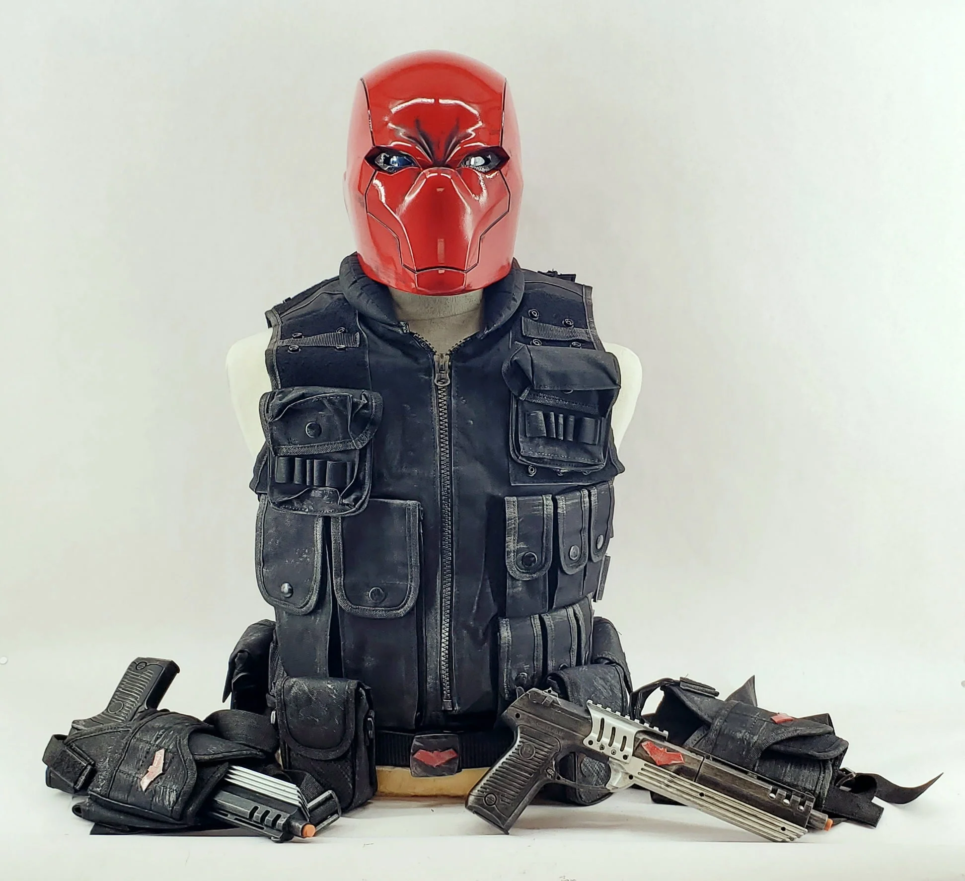 Red Vigilante Helmet - Wearable Costume Cowl Mask Helm - Image 2