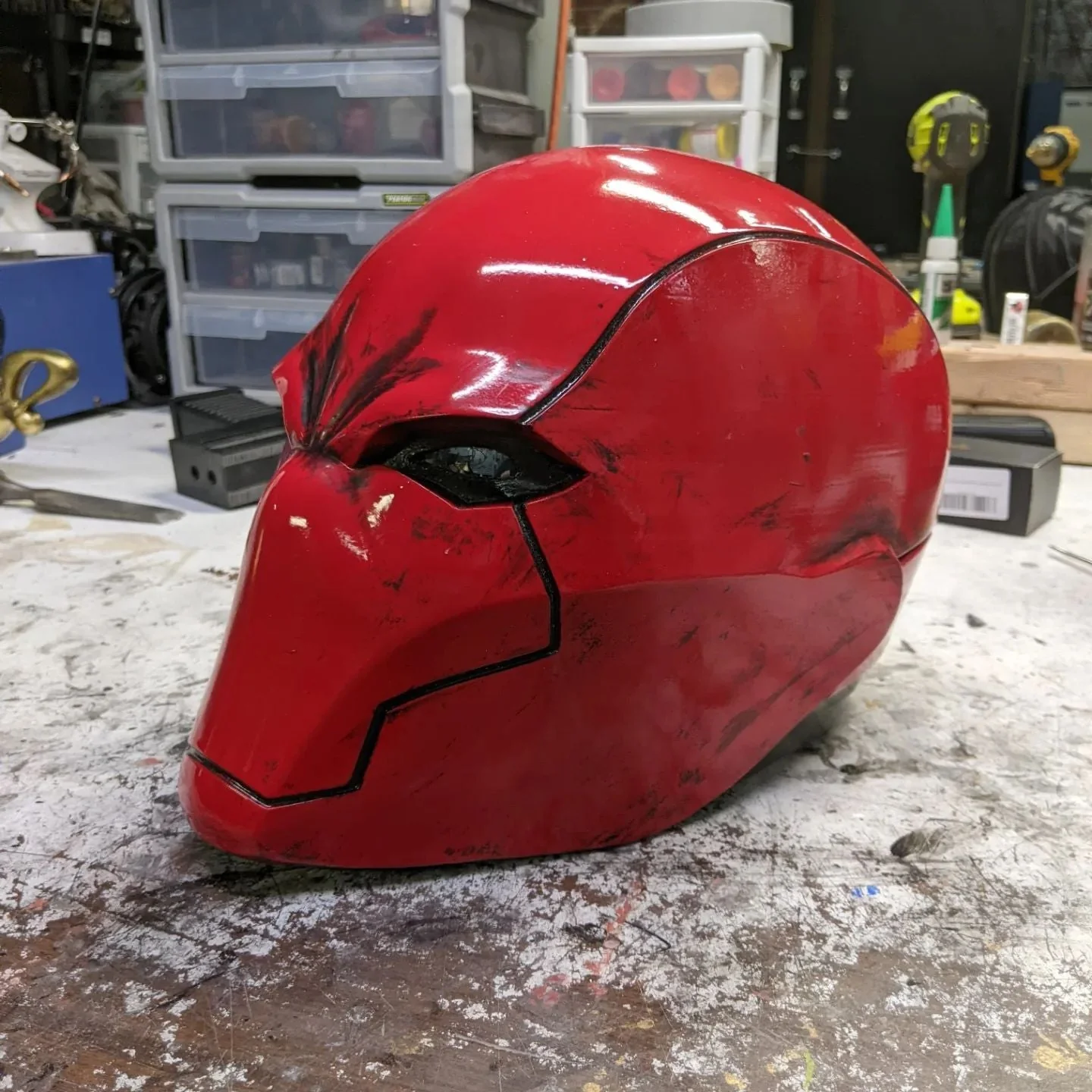 Red Vigilante Helmet - Wearable Costume Cowl Mask Helm - Image 3