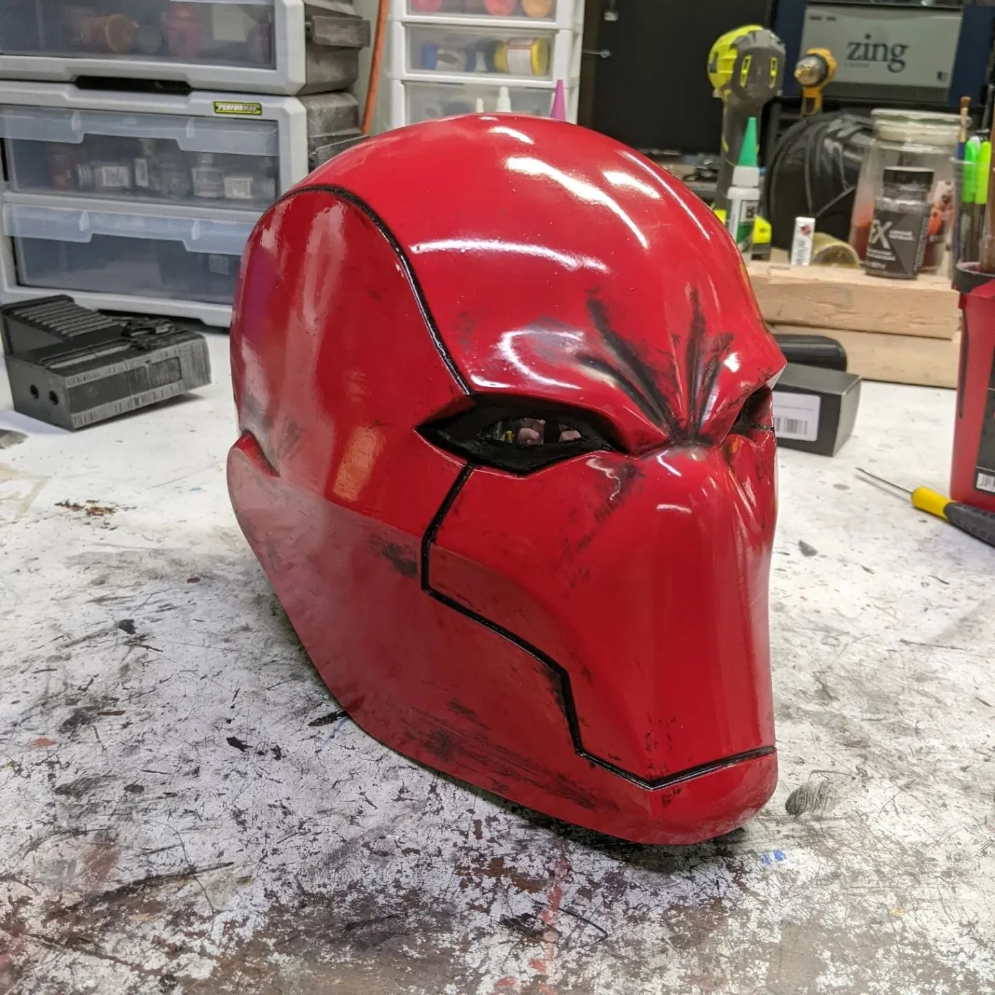 Red Vigilante Helmet - Wearable Costume Cowl Mask Helm - Image 4