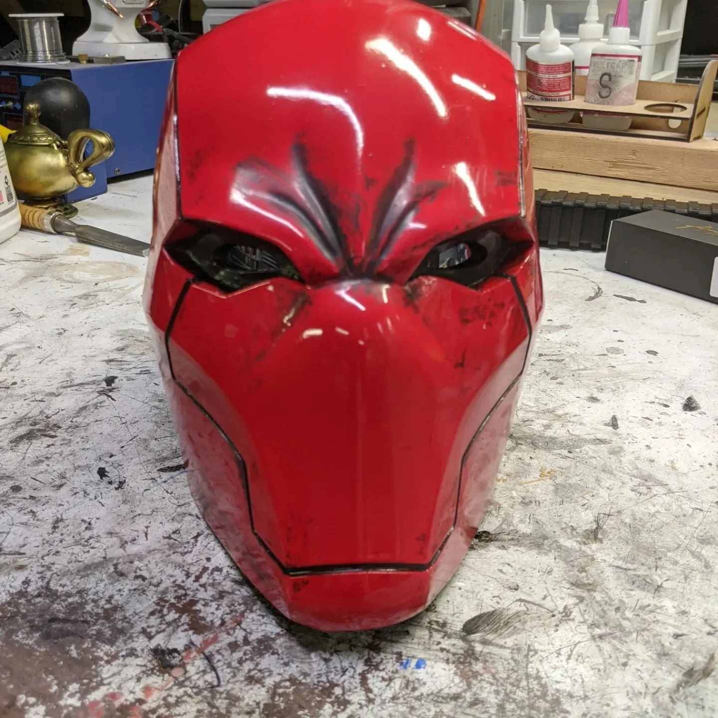 Red Vigilante Helmet - Wearable Costume Cowl Mask Helm - Image 5