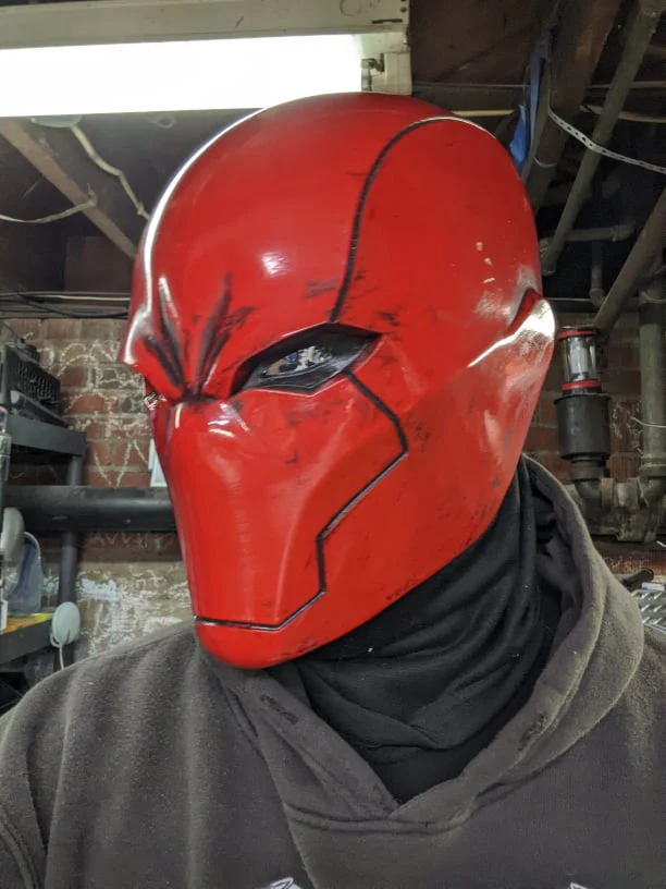 Red Vigilante Helmet - Wearable Costume Cowl Mask Helm - Image 6