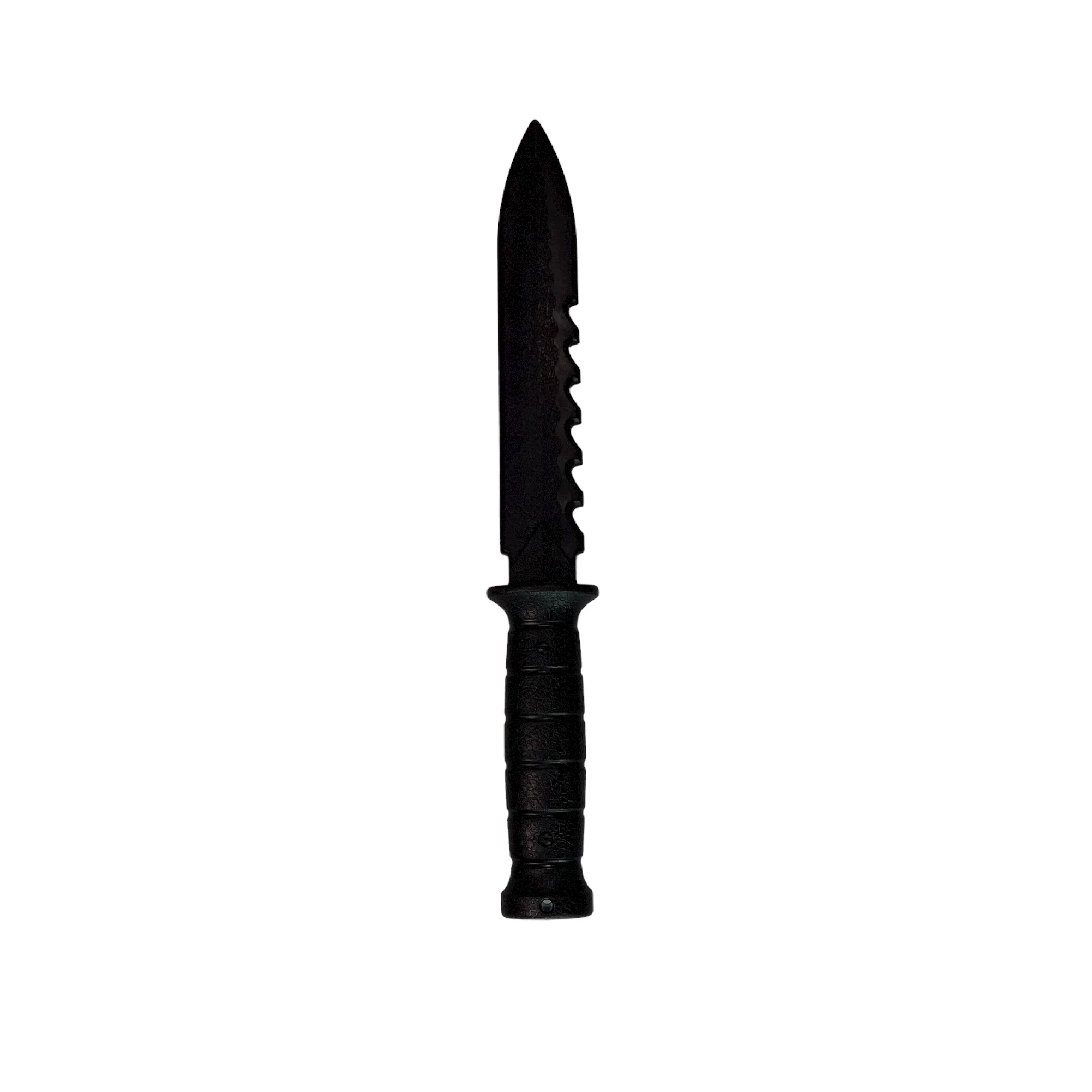 Serrated Spine Poly Training Knife with 8.5 Inch Drop Point Blade and Leather Wrapped Textured Handle Prop - Image 2