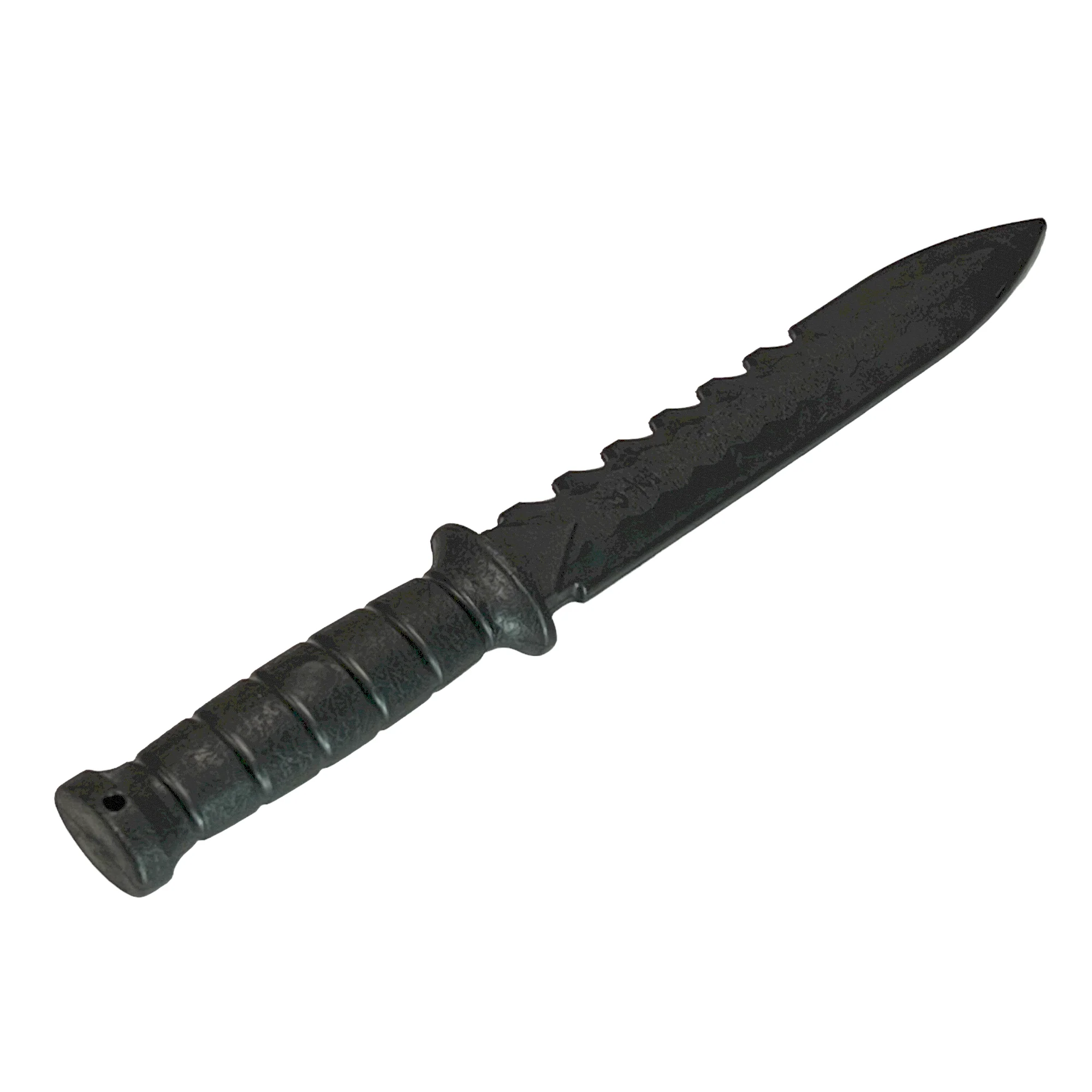 Serrated Spine Poly Training Knife with 8.5 Inch Drop Point Blade and Leather Wrapped Textured Handle Prop - Image 3