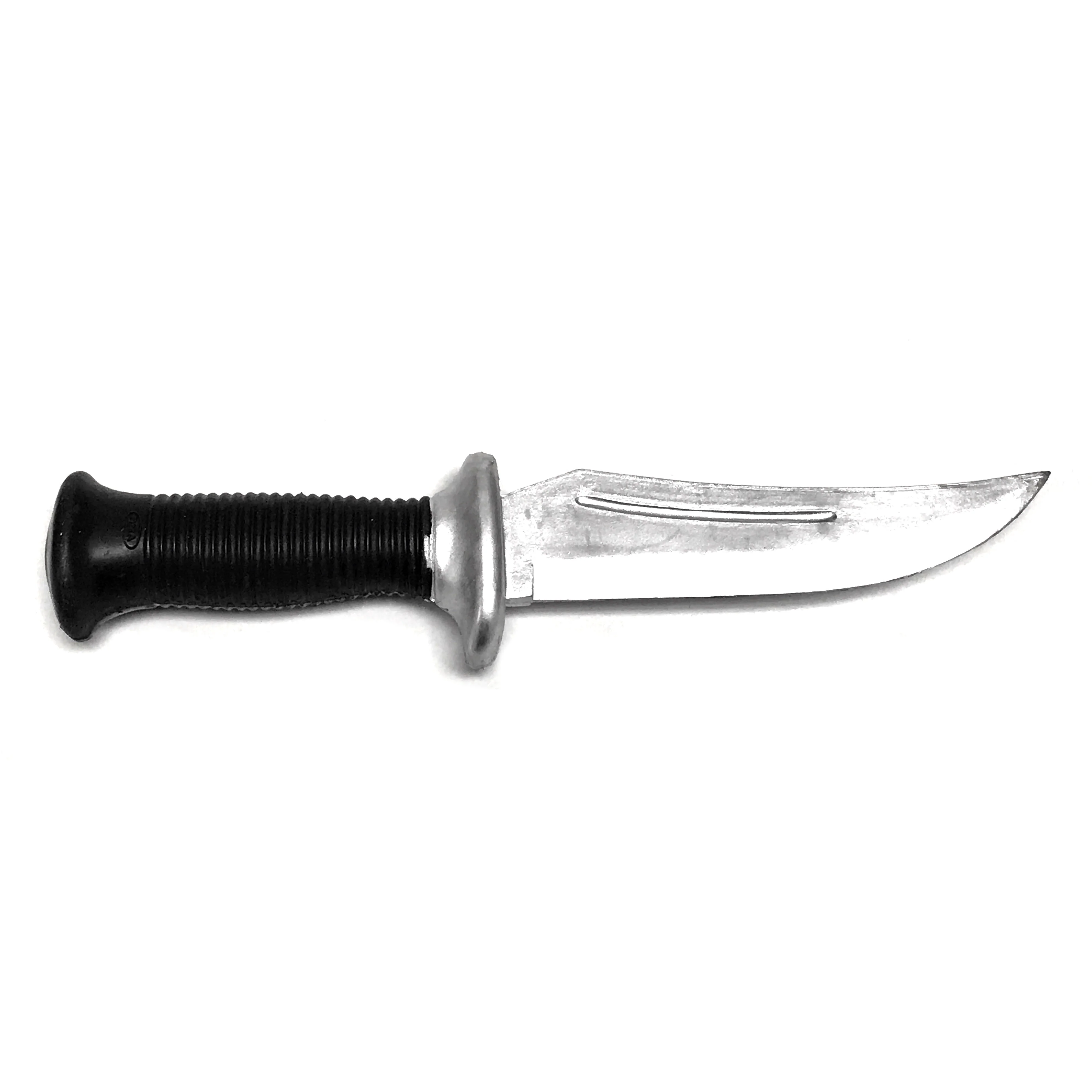 Silver and Black 11 Inch Survival Style Training Knife - Solid Rubber Contact Prop with Safe Blade - Image 2